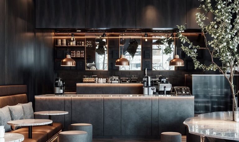 Cozy Coffee Shop area Design and Implementation by Paso Studios interior design in Qatar