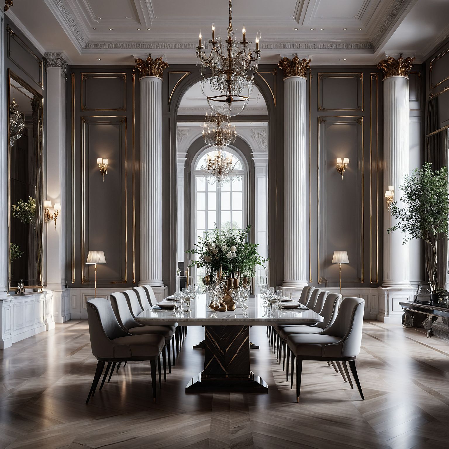classic modern dining area Design and Implementation by Paso Studios interior design in Qatar