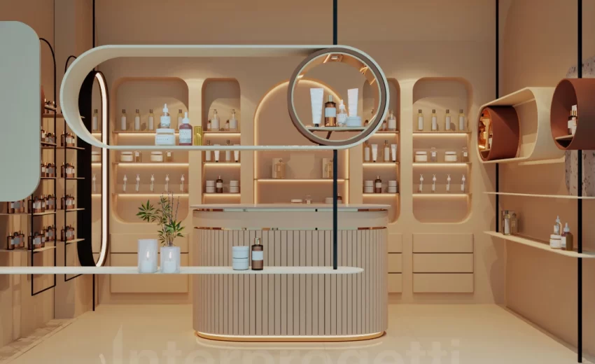 Beauty products retail shop interior design by Paso Studios interior design in Qatar