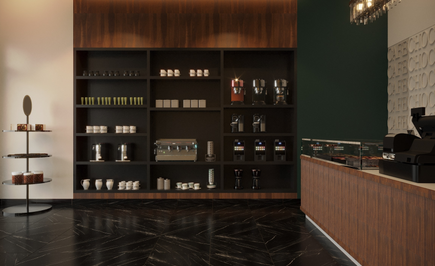 Chocolate Shop Cafe by Paso Studios interior design in Qatar