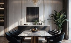 dining area classic modern interior design classic modern dining area Design and Implementation by Paso Studios interior design in Qatar